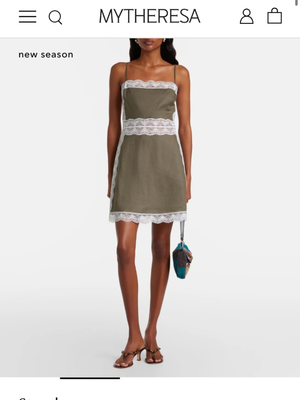 STAUD linen lace mini dress